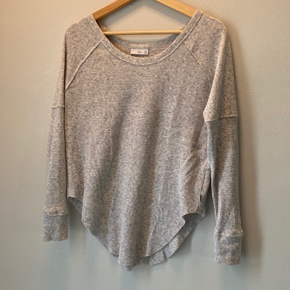 3. TNA | XXS | Light Grey Waffle Knit Full Sleeve Top